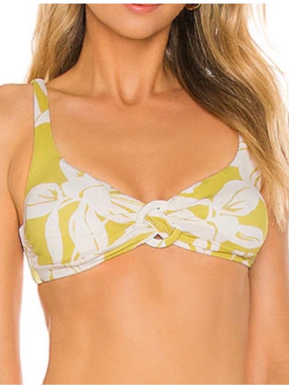 L*Space Bella bikini top Yellow and White Textured size medium